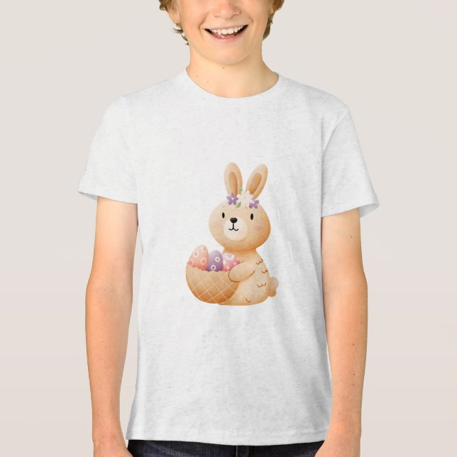T-shirt En Tri-matière Bunny with Easter Egg Basket (Recto)