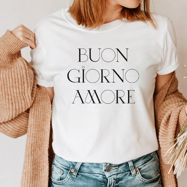 T-shirt En Tri-matière Buongiorno Amore | Script moderne italien élégant (Créateur téléchargé)