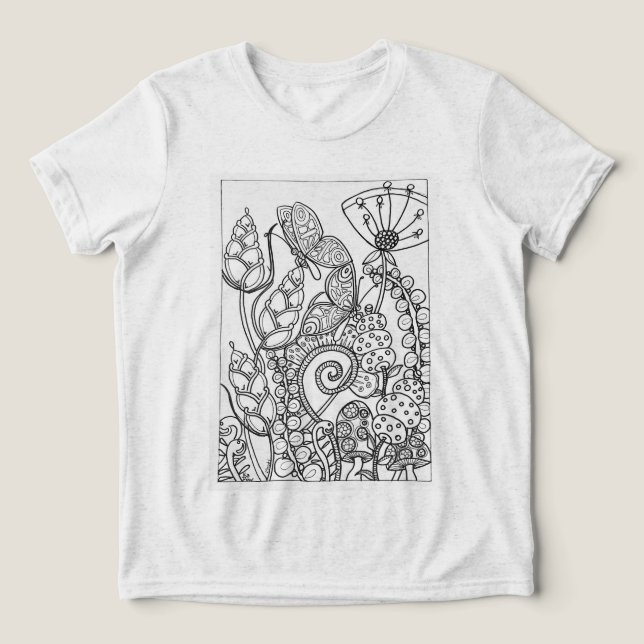 T-shirt En Tri-matière Butterfies avec fleurs d'imaginaire (Design Recto)