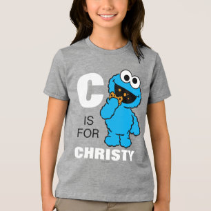 T-shirt En Tri-matière C est pour Cookie Monster Ajouter Votre Nom