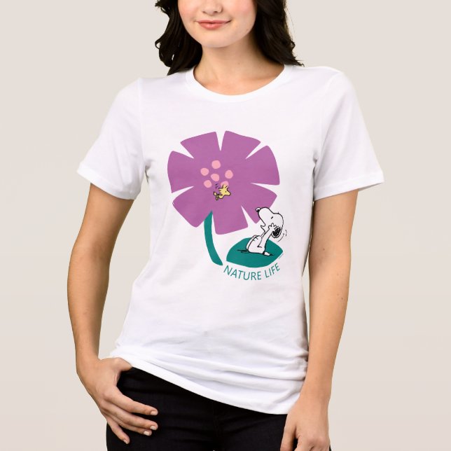 T-shirt En Tri-matière cacahuètes | Illustration de la nature Fleur pourp (Recto)