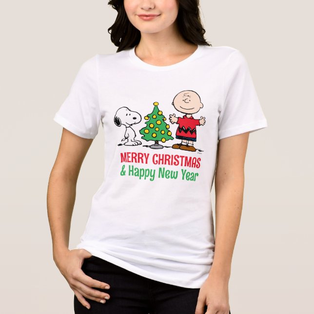 T-shirt En Tri-matière cacahuètes | Snoopy & Charlie Arbre de Noël Brown (Recto)