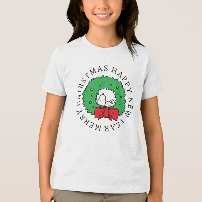 T-shirt En Tri-matière cacahuètes | Snoopy Christmas Wreath (Recto)