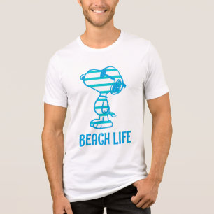 T-shirt En Tri-matière cacahuètes   Snoopy Cyan Stripes Lunettes de solei