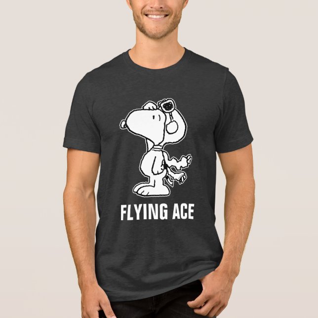 T-shirt En Tri-matière cacahuètes | Snoopy the Flying Ace BW (Recto)