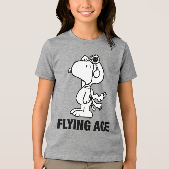 T-shirt En Tri-matière cacahuètes | Snoopy the Flying Ace BW (Recto)