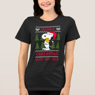T-shirt En Tri-matière cacahuètes Snoopy & Woodstock Santa Claus Hug