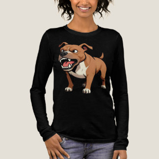 T-shirt En Tri-matière Cadeau de chien de dessin animé Pitbull marron en 