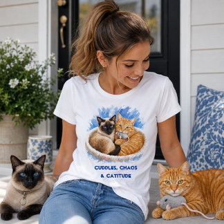 T-shirt En Tri-matière Câlins & Catitude Aquarelle Chats Mignons