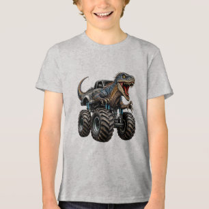 T-shirt En Tri-matière Camion Monstre Dinosaure Vélociraptor