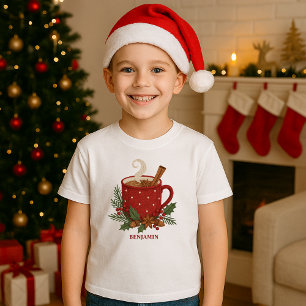 T-shirt En Tri-matière Caoutchouc de Noël de broderie rustique avec canne