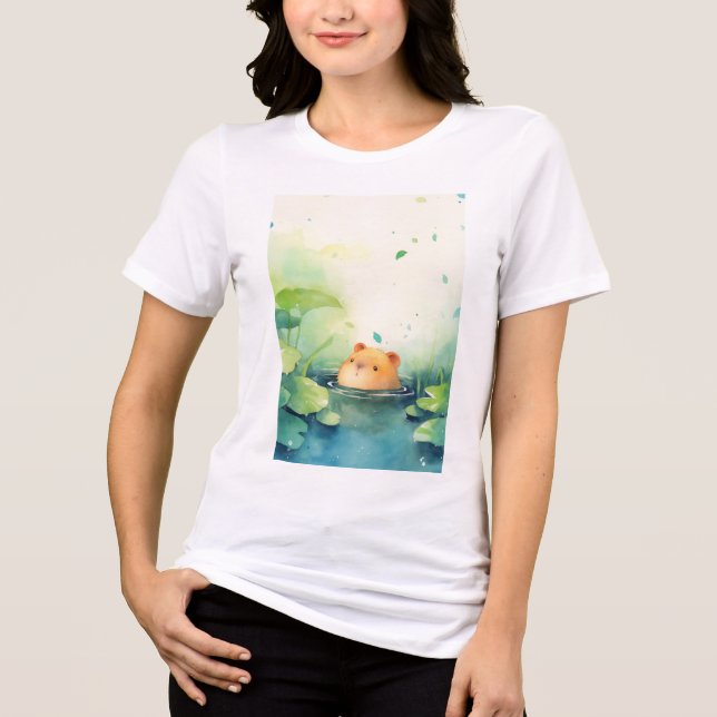 T-shirt En Tri-matière Capybara Jouer un oeil de l'eau (Recto)