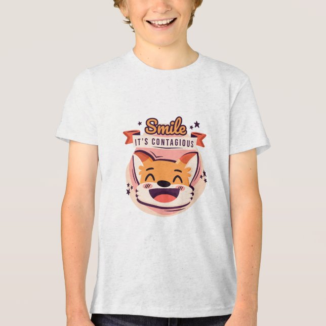 T-shirt En Tri-matière Caractère Fox Smile Enfants bébé T-shirt (Recto)