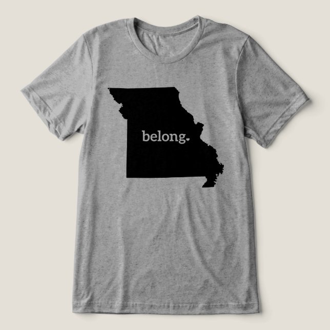 T-shirt En Tri-matière Carte de l'état Heart Missouri Belong (Design Recto)