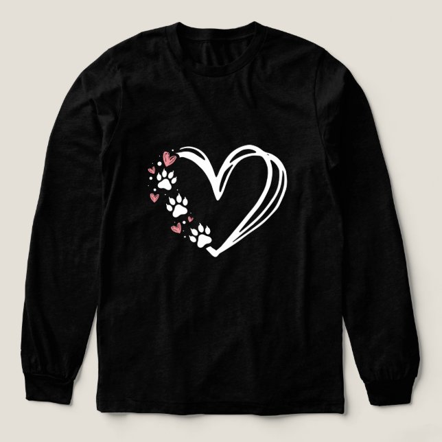 T-shirt En Tri-matière Cat Paw Prints on My Heart (Motif devant)
