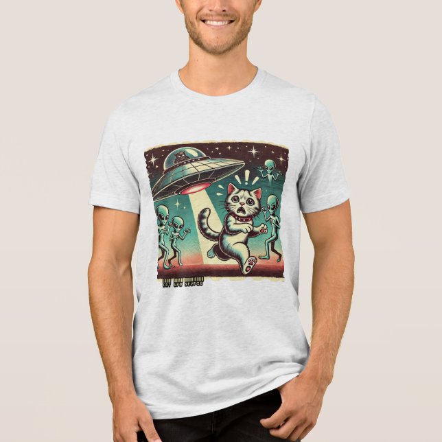 T-shirt En Tri-matière Cat UFO Selfie : Invasion Vintage (T-shirt Homme) (Recto)