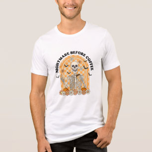 T-shirt En Tri-matière Cauchemar avant café Retro Skeleton
