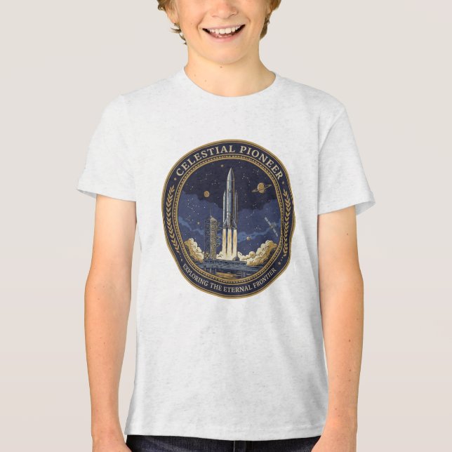 T-shirt En Tri-matière Celestial Pioneer Rocket Ship Space Exploration  (Recto)