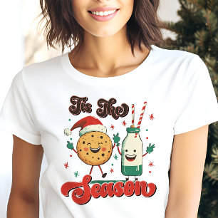T-shirt En Tri-matière C'est la Saison Biscuit et Lait Noël Drôle de Chri