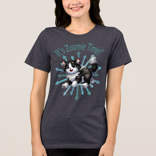 T-shirt En Tri-matière C'est Zoomie Time Cute Black & White Cat (Recto)