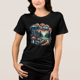 T-shirt En Tri-matière Champignons rétro et terrain de golf Disc Ai Art