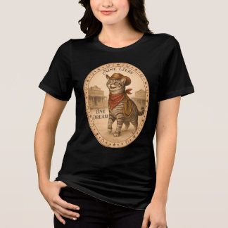 T-shirt En Tri-matière Chapeau de cowboy western drôle chat neuf vies un