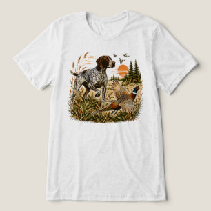 T-shirt En Tri-matière Chasse au faisan avec le Pointer Allemand à Poil C
