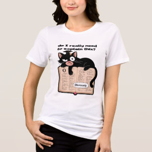 T-shirt En Tri-matière Chat amusant sur un livre avec une citation sarcas