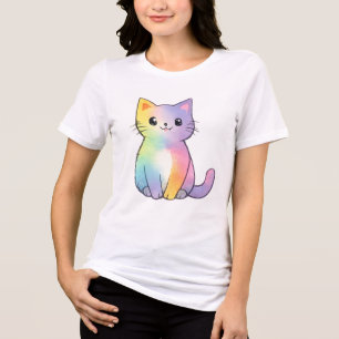 T-shirt En Tri-matière Chat Arc-en-Ciel Mignon