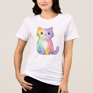T-shirt En Tri-matière Chat Arc-en-Ciel Mignon