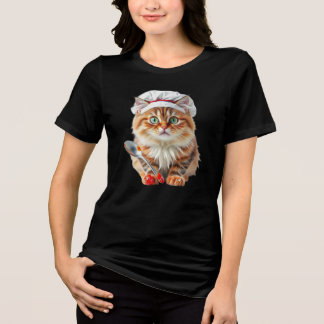 T-shirt En Tri-matière Chat Chef avec Chapeau de Farine et Cuillère – Cha