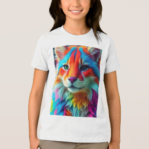 T-shirt En Tri-matière Chat Chéri aux Poils Arc-en-ciel-68587