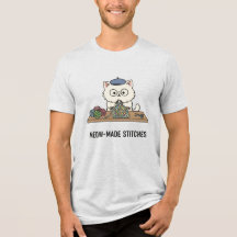 Chat de dessin animé au bonnet bleu tricotant de l