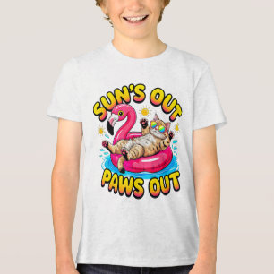 T-shirt En Tri-matière Chat d'été Flamingo Float drôle — Pattes cool deho