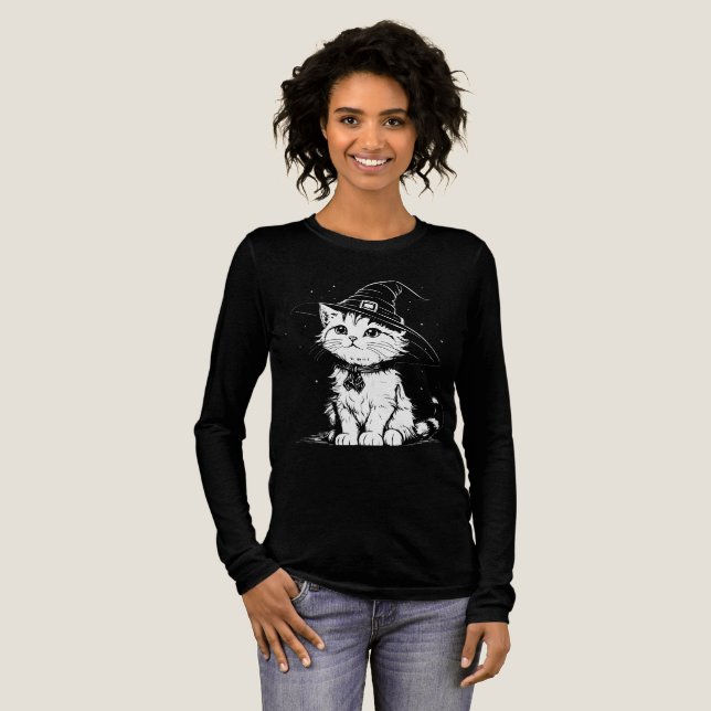 T-shirt En Tri-matière Chat drôle avec Casquette Graphic Tee (Recto complet)