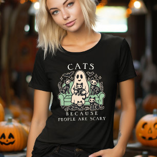 T-shirt En Tri-matière Chat drôle et Halloween Fantôme