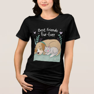 T-shirt En Tri-matière Chat et chien meilleurs amis pour toujours