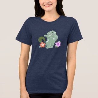 T-shirt En Tri-matière Chat et fleurs amusantes