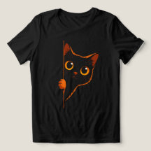 Chat noir curieux en T‑Shirt minimaliste pour femm