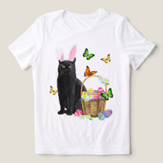 T-shirt En Tri-matière Chat noir de Pâques avec des oreilles de lapin
