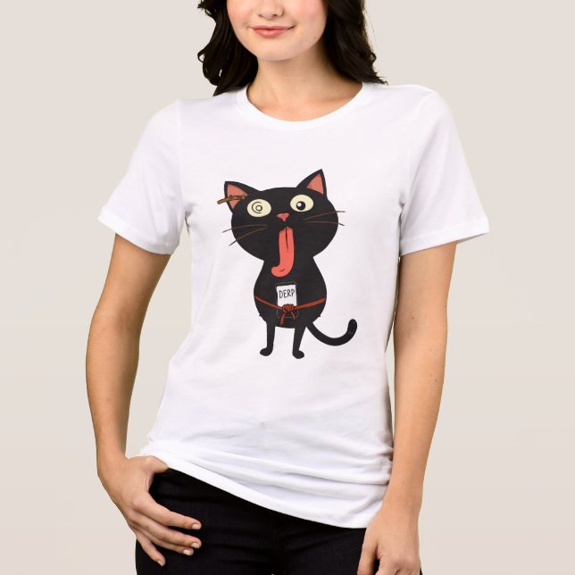 T-shirt En Tri-matière Chat noir Derpy avec expression de Goofy (Recto)