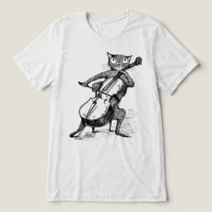 T-shirt En Tri-matière Chat noir vintage drôle jouant du violoncelle