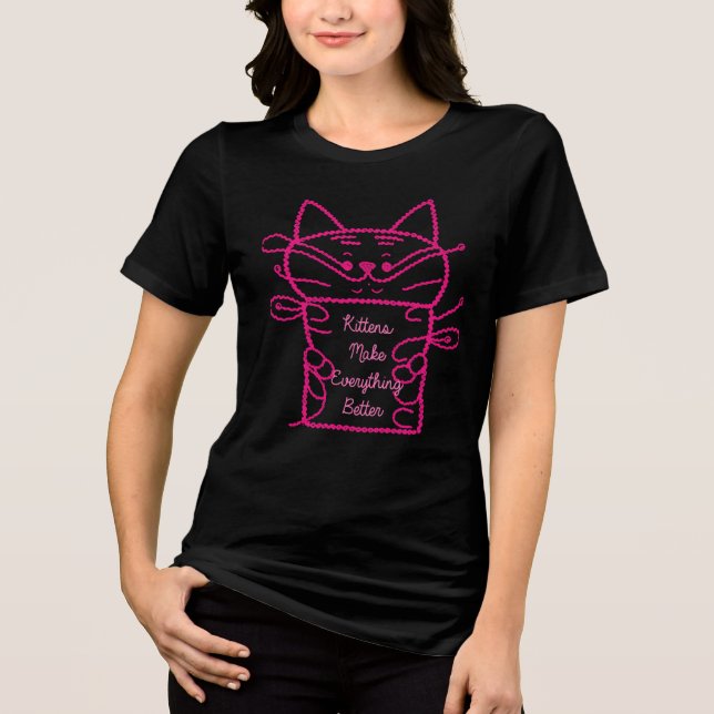 T-shirt En Tri-matière Chat rose (Recto)