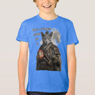 T-shirt En Tri-matière Chat Samouraï Bleu Russe