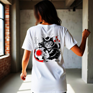T-shirt En Tri-matière Chat Samouraï Féroce Football Guerrier Japonais Sp