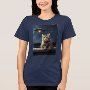 T-shirt En Tri-matière Chat Selfie OVNI Adolescente Femme Drôle Alien Che