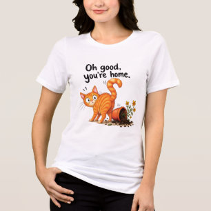 T-shirt En Tri-matière Chat Tigre Orange Catastrophe Pot de Fleurs Drôle