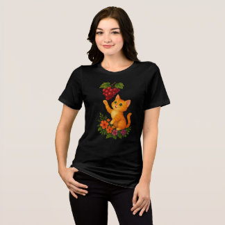 T-shirt En Tri-matière Chaton roux joueur avec des raisins