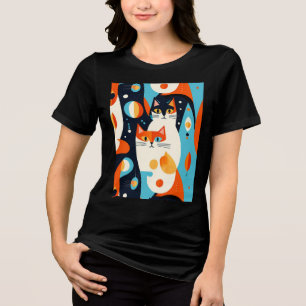 T-shirt En Tri-matière Chats modernes du milieu du siècle sur un Arrière