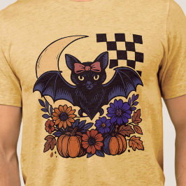 T-shirt En Tri-matière Chauve d'Halloween rétro avec lune Gothique esthét